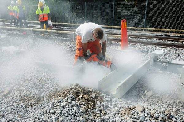 person failing to use protection from respirable silica while cutting concrete