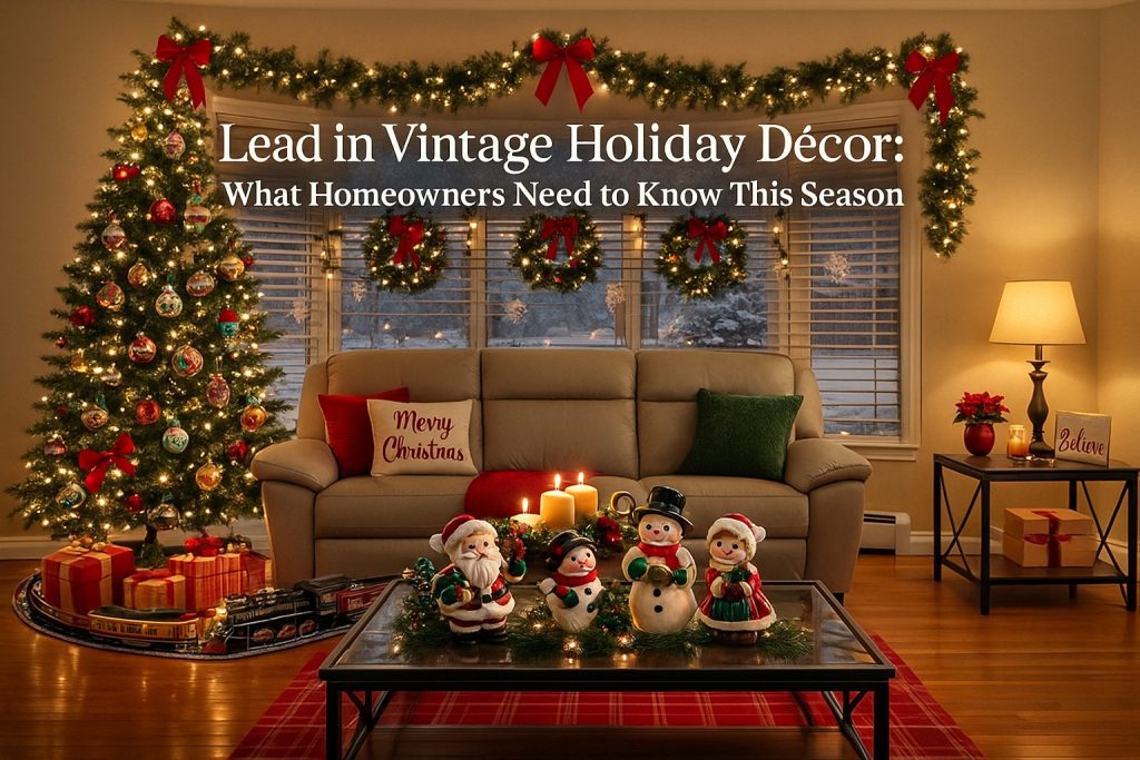 lead in vintage holiday decor, ai generated living room decorated for christmas
